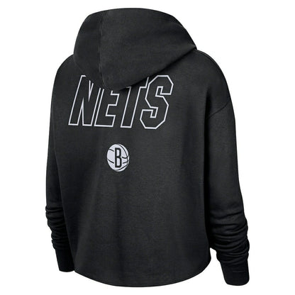 Brooklyn Nets Women's Courtside Cropped Pullover Hoodie - Black | Nike shop