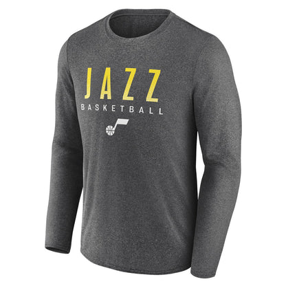 Utah Jazz Where Legends Play Iconic Practice Long Sleeve T-Shirt - Heather Charcoal | Fanatics shop