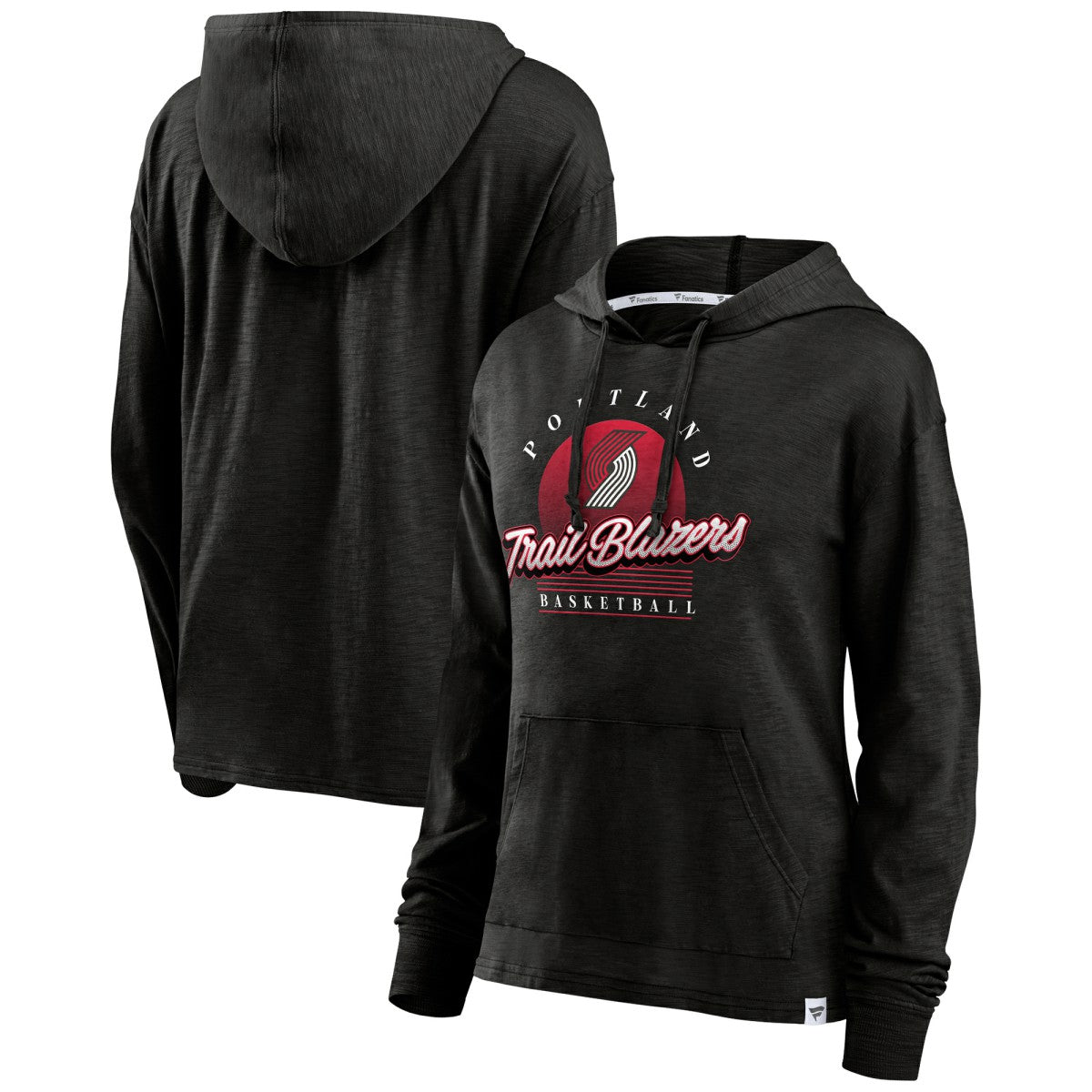 Portland Trail Blazers Women's Full Steam Slub Hoodie T-Shirt - Black | Fanatics cheap