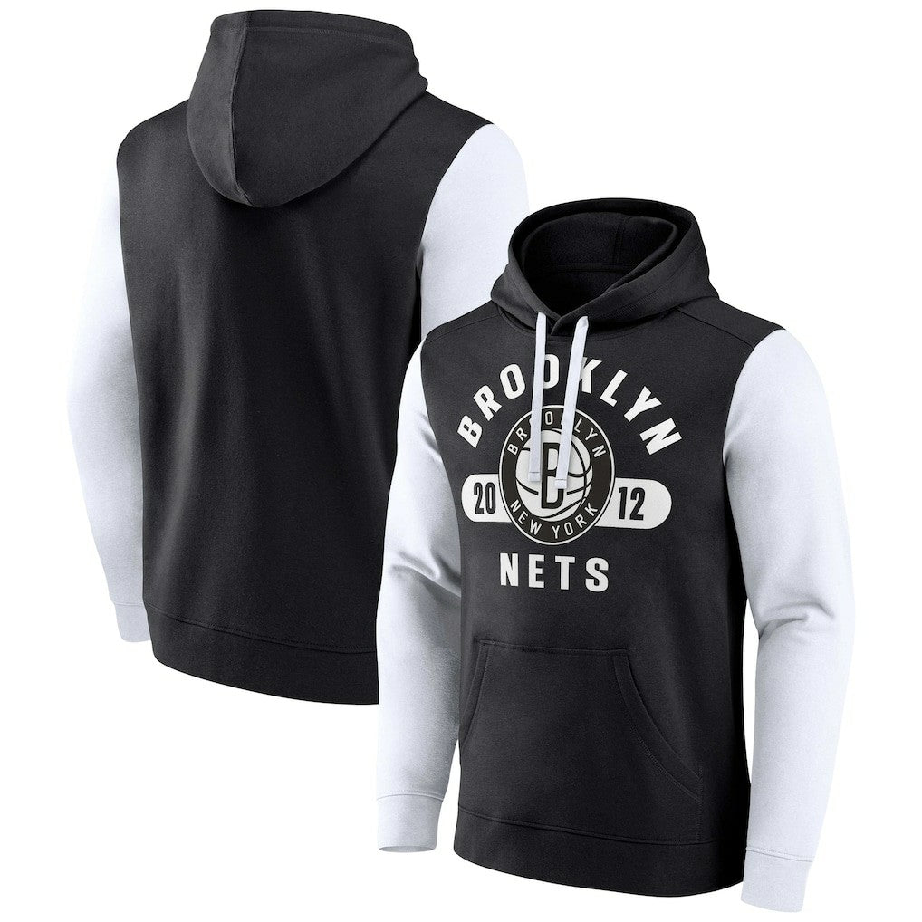 Brooklyn Nets Attack Colorblock Pullover Hoodie - Black/White | Fanatics outlet