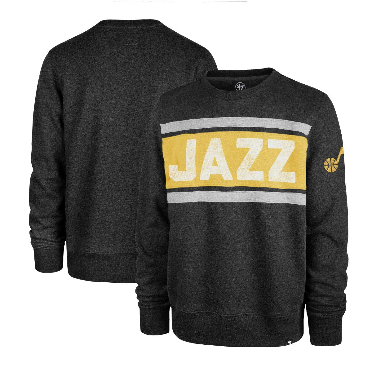 Utah Jazz '47 Tribeca Emerson Pullover Sweatshirt - Heather Black | 47 brand on sale