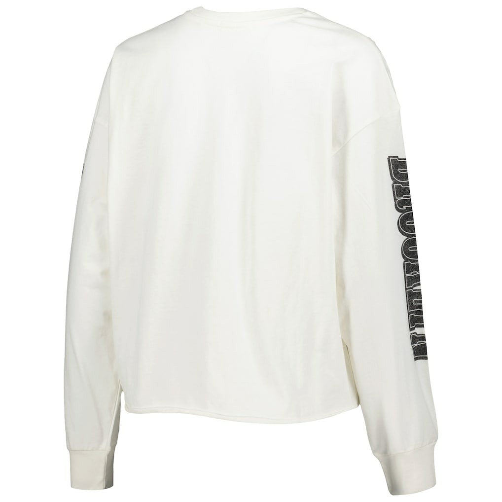 Brooklyn Nets '47 Women's Parkway Brush Back Long Sleeve Cropped T-Shirt - Cream | 47 brand outlet