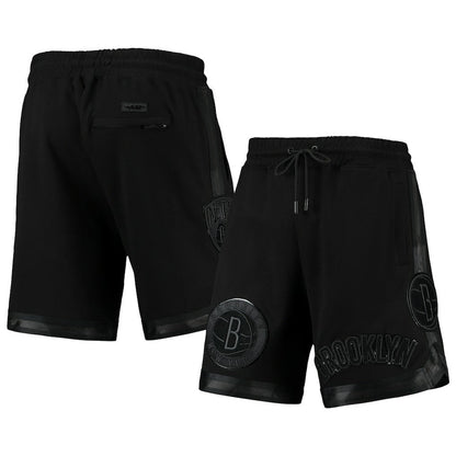 Brooklyn Nets Pro Standard Triple Black Gloss Logo Shorts for sale