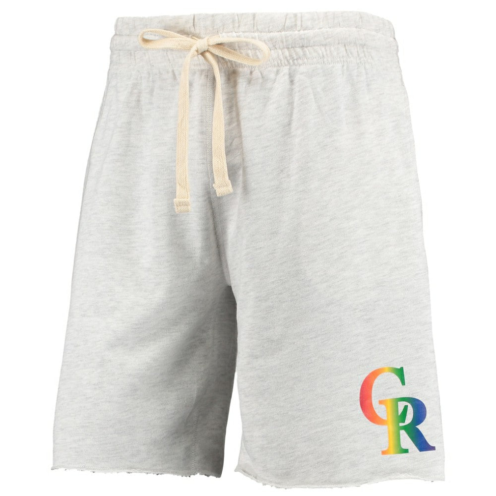 Colorado Rockies Concepts Sport Mainstream Logo Terry Tri-Blend Shorts - Oatmeal