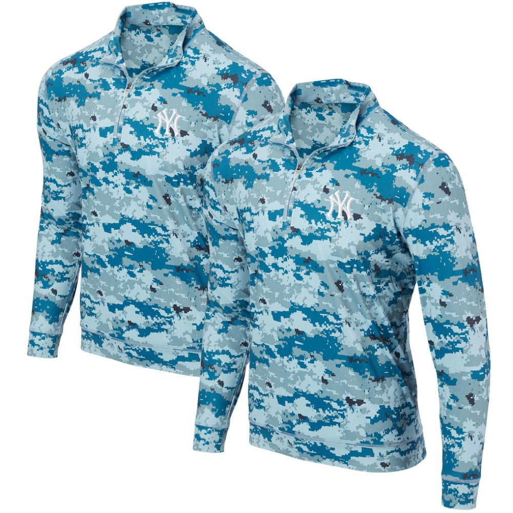New York Yankees Digital Camo Performance Quarter-Zip Pullover Jacket - Blue
