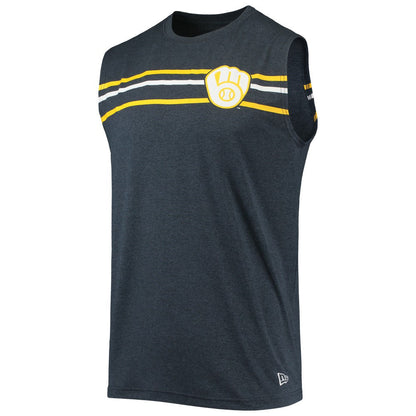 Milwaukee Brewers Muscle Tank Top - Heathered Navy | New Era