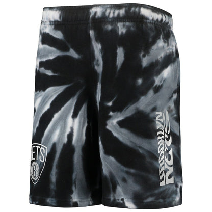 Brooklyn Nets Youth Santa Monica Tie-Dye Shorts - Black outlet