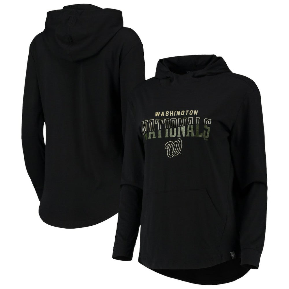 Washington Nationals Levelwear Women's Vivid Scuba Neck Pullover Hoodie - Black