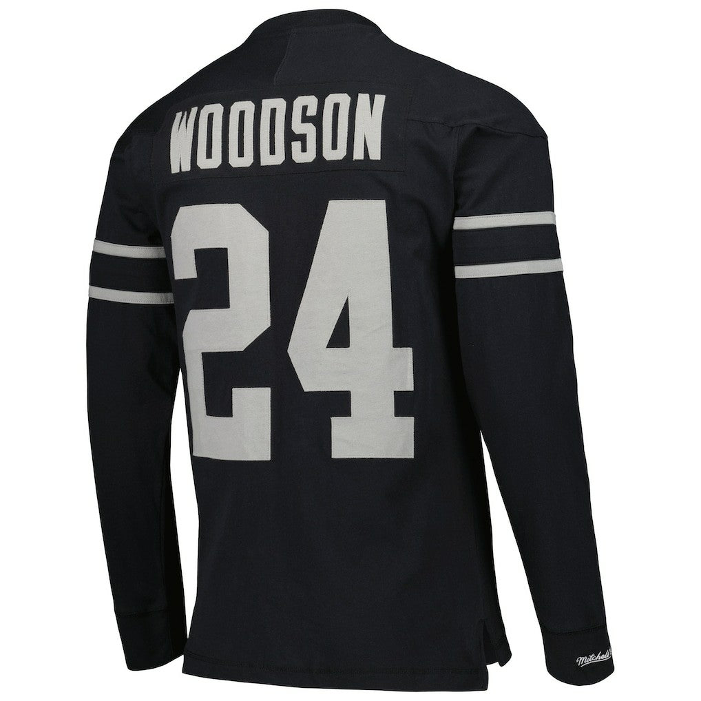 Charles Woodson Oakland Raiders Retired Player Name & Number Long Sleeve Top - Black on sale