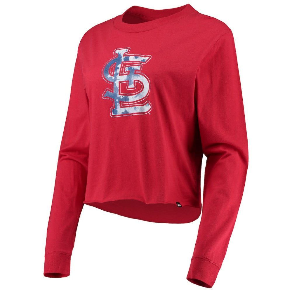 St. Louis Cardinals Women's Baby Jersey Cropped Long Sleeve T-Shirt - Red | New Era