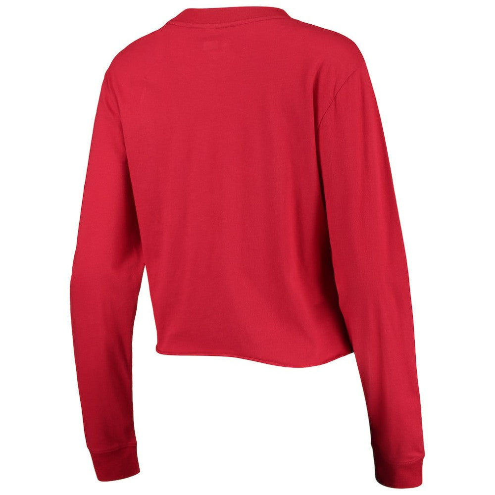 Washington Nationals Women's Baby Jersey Cropped Long Sleeve T-Shirt - Red | New Era
