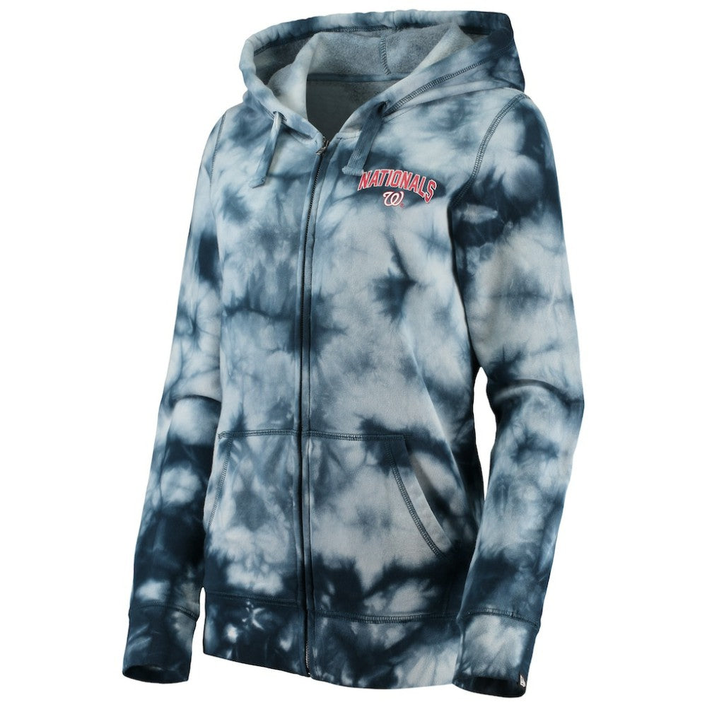 Washington Nationals Women's Tie-Dye Full-Zip Hoodie - Navy | New Era