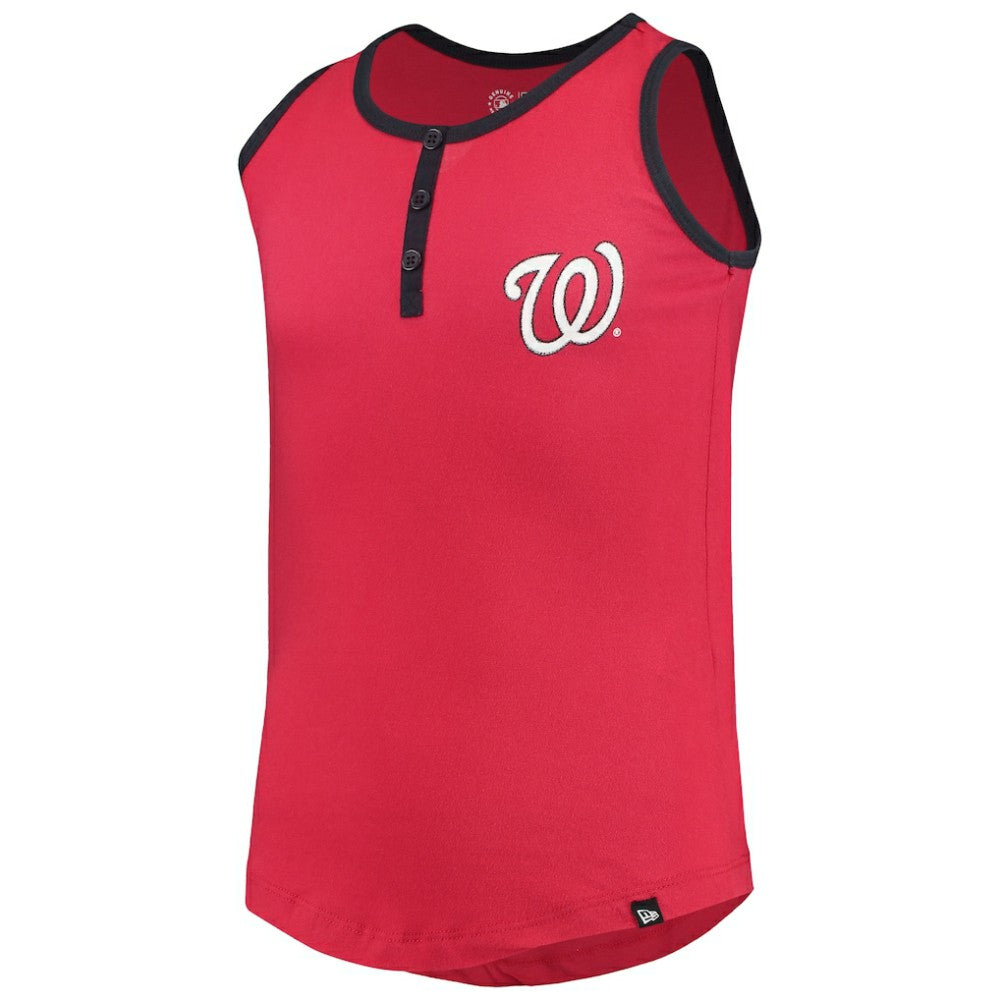 Washington Nationals Girls Youth Henley Tank Top - Red | New Era