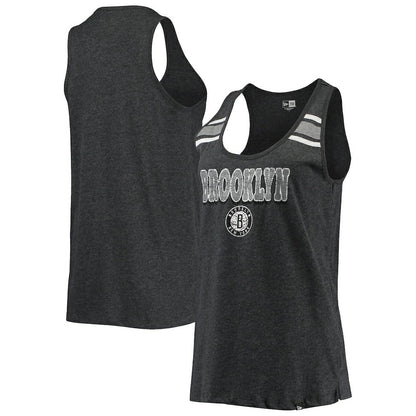 Brooklyn Nets Women's Scoop-Neck Racerback Tank Top - Heathered Black | New Era sale