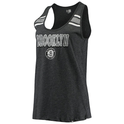 Brooklyn Nets Women's Scoop-Neck Racerback Tank Top - Heathered Black | New Era sale