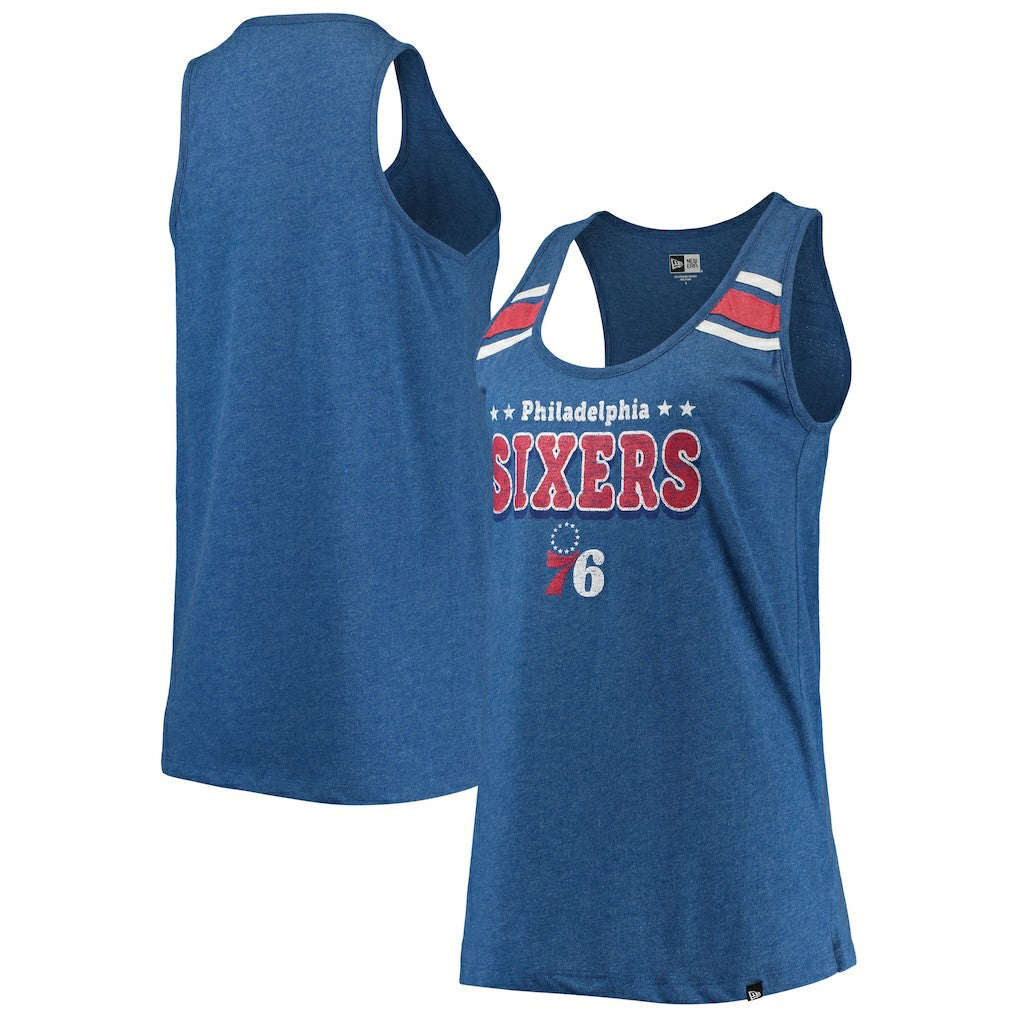 Philadelphia 76ers Women's Scoop-Neck Racerback Tank Top - Heathered Royal | New Era sale