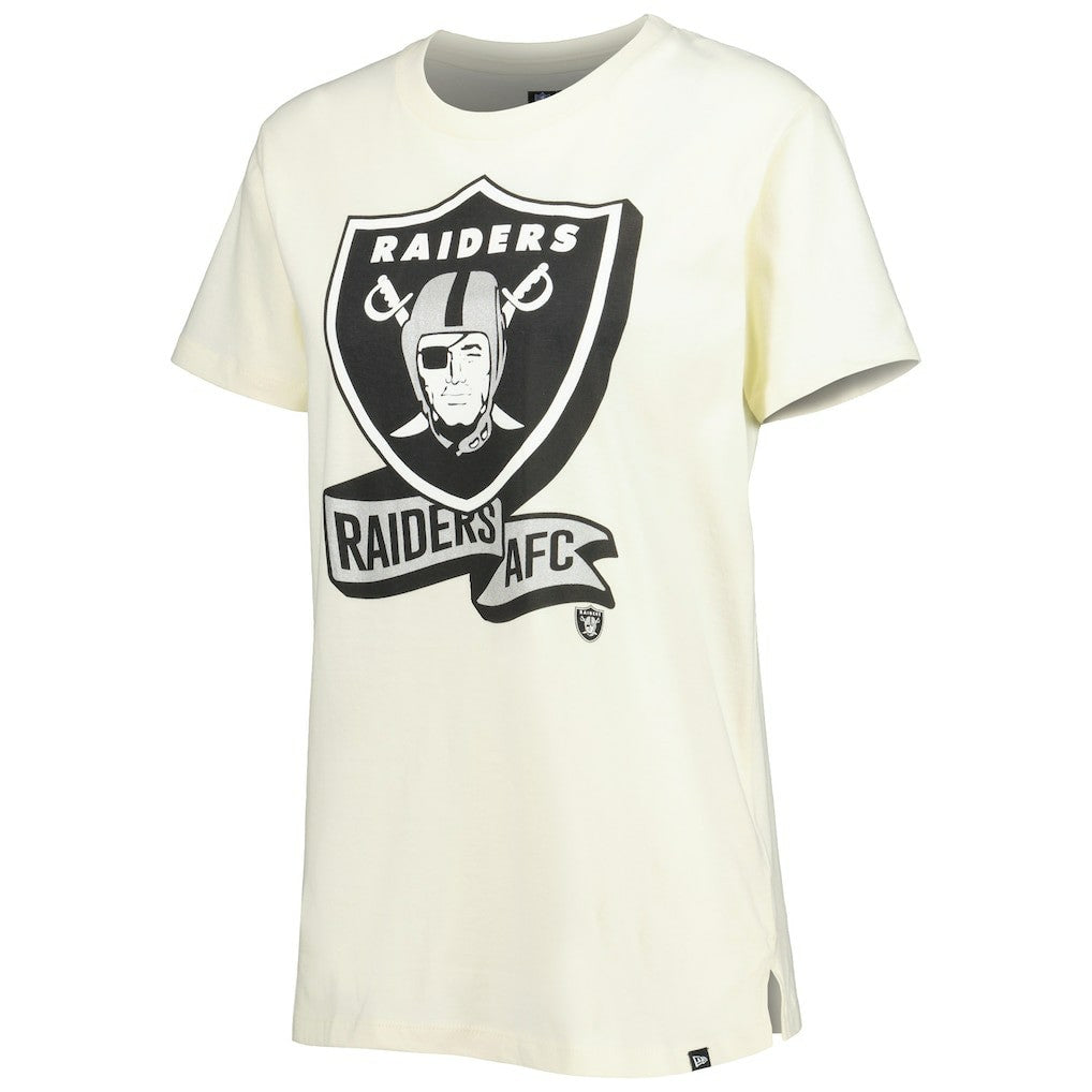 Las Vegas Raiders New Era Women's Chrome Sideline T-Shirt - Cream sale