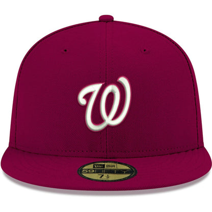 Washington Nationals White Logo 59FIFTY Fitted Hat - Cardinal | New Era