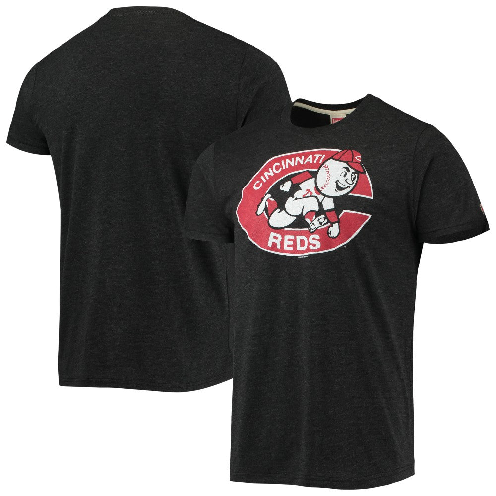 Cincinnati Reds Homage Hand-Drawn Logo Tri-Blend T-Shirt - Charcoal