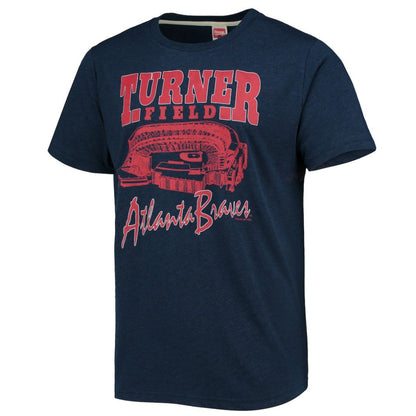 Atlanta Braves Homage Stadium Tri-Blend T-Shirt - Navy