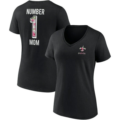 New Orleans Saints Women's Team Mother's Day V-Neck T-Shirt - Black for sale