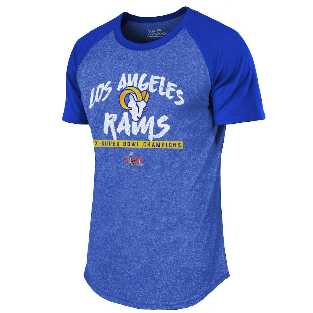 Los Angeles Rams Majestic Threads 2-Time Super Bowl Champions Tri-Blend Raglan T-Shirt - Royal cheap