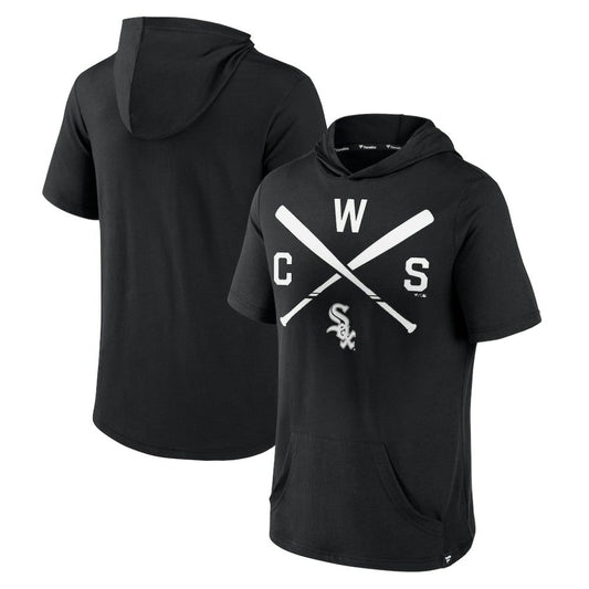 Chicago White Sox Iconic Rebel Short Sleeve Hooded Top - Black