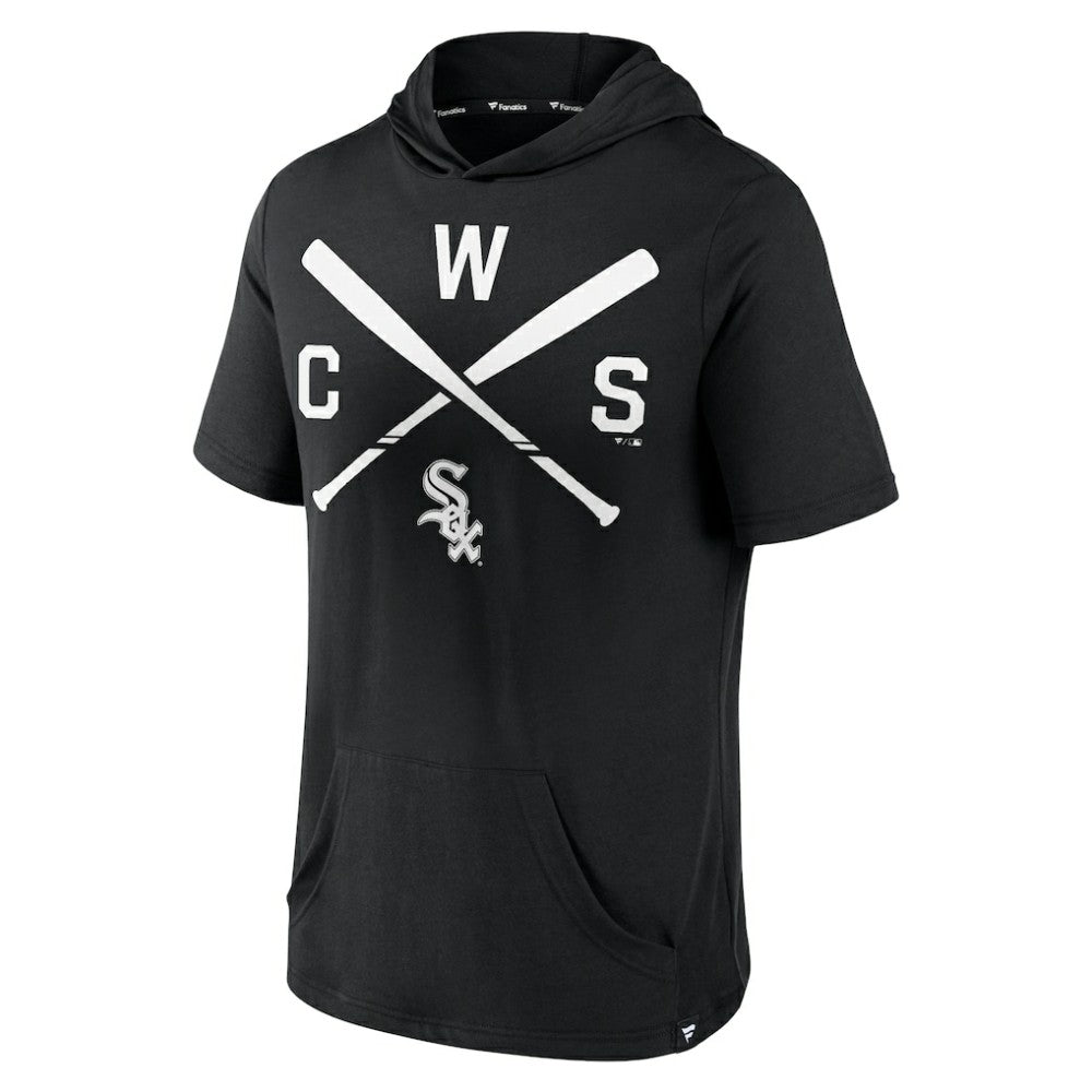 Chicago White Sox Iconic Rebel Short Sleeve Hooded Top - Black