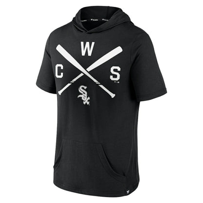 Chicago White Sox Iconic Rebel Short Sleeve Hooded Top - Black
