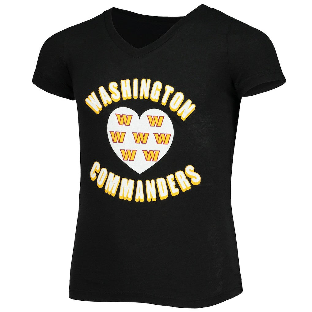 Washington Commanders New Era Girls Youth V-Neck T-Shirt - Black outlet