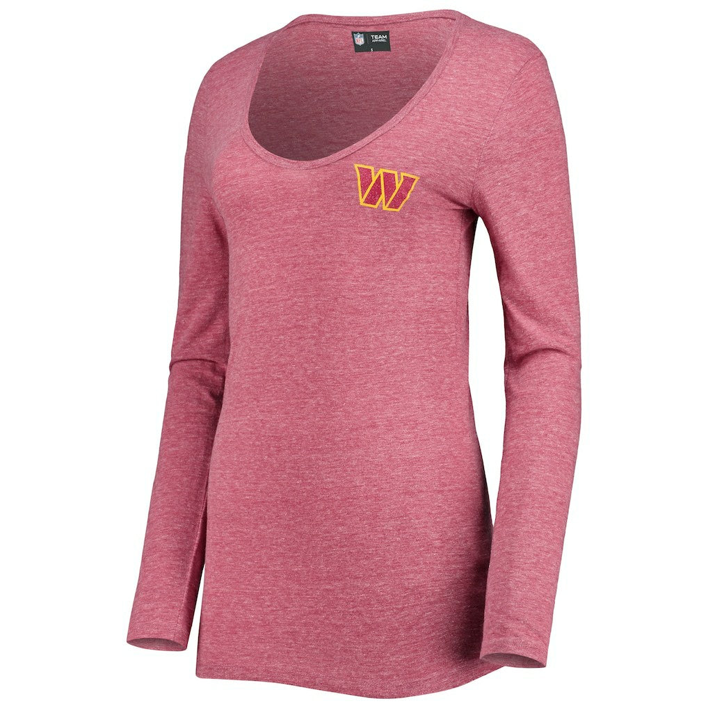 Washington Commanders New Era Women's Scoop Neck Tri-Blend Long Sleeve T-Shirt - Burgundy online