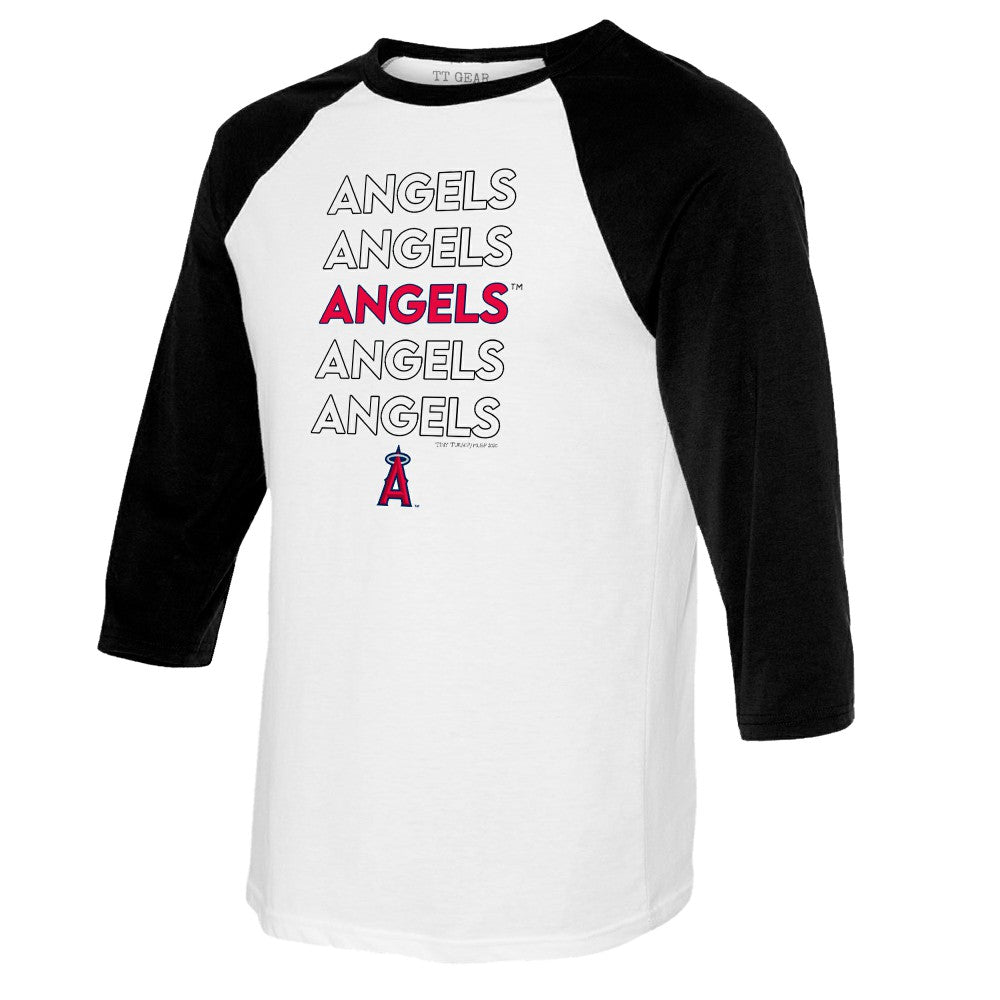 Los Angeles Angels Tiny Turnip Women's Stacked 3/4-Sleeve Raglan T-Shirt - White/Black