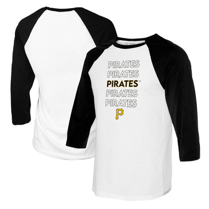 Pittsburgh Pirates Tiny Turnip Women's Stacked 3/4-Sleeve Raglan T-Shirt - White/Black