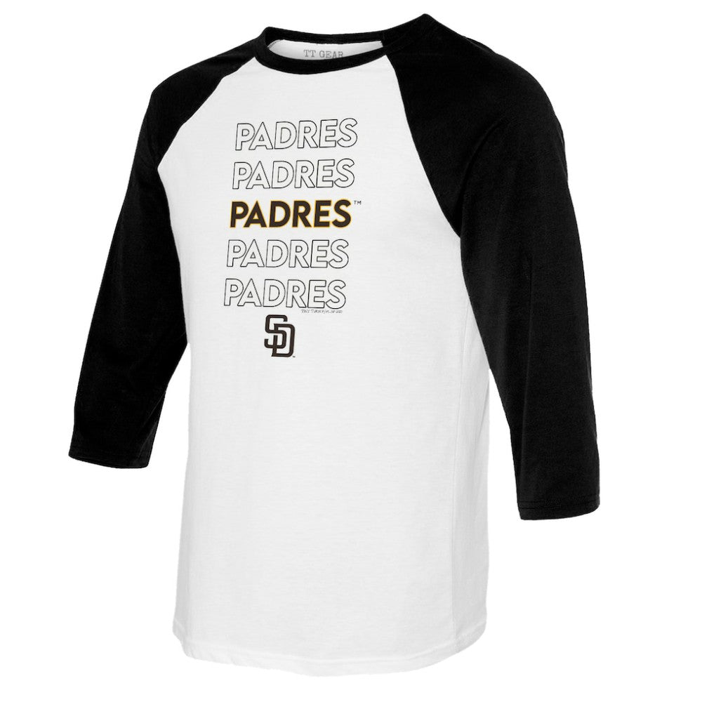 San Diego Padres Tiny Turnip Women's Stacked 3/4-Sleeve Raglan T-Shirt - White/Black