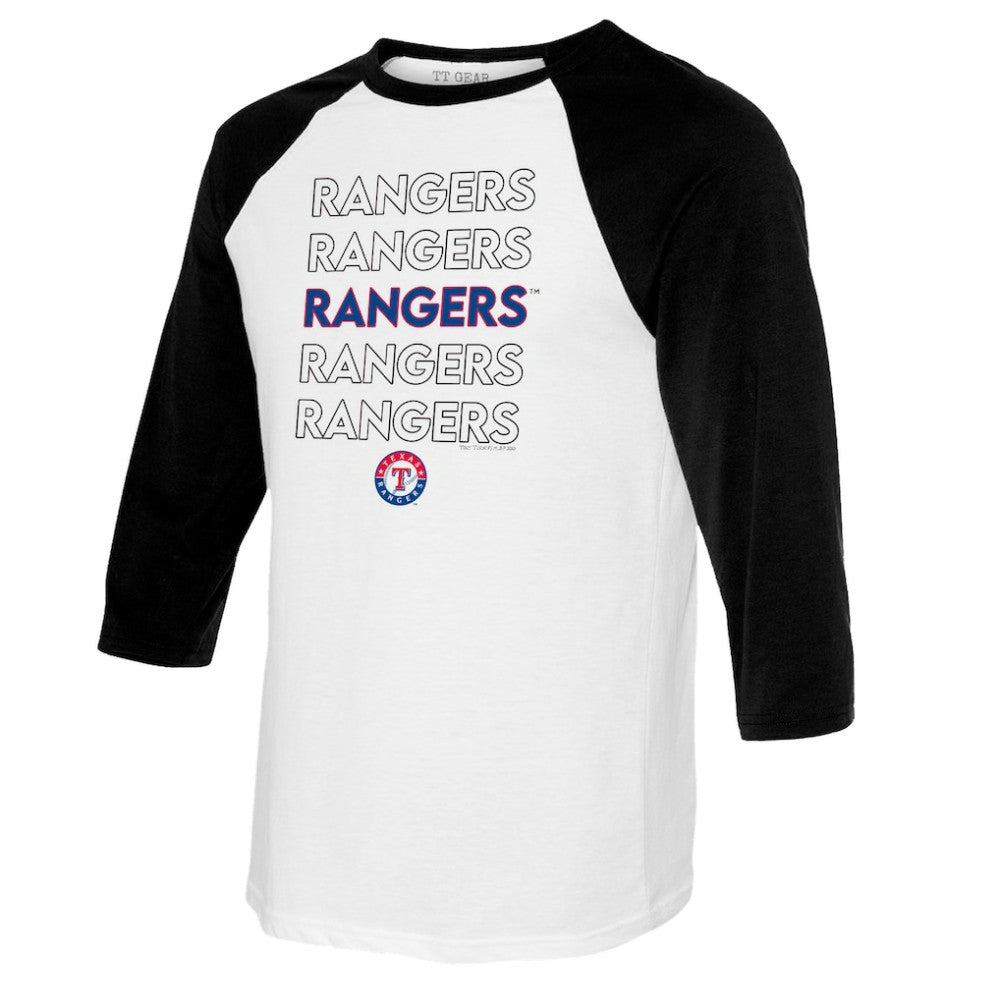 Texas Rangers Tiny Turnip Women's Stacked 3/4-Sleeve Raglan T-Shirt - White/Black