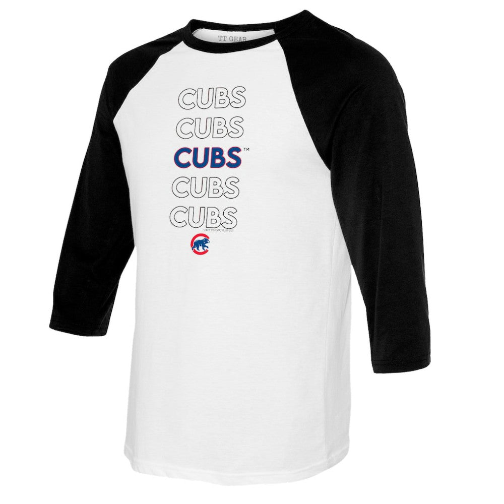 Chicago Cubs Tiny Turnip Youth Stacked Raglan 3/4 Sleeve T-Shirt - White/Black
