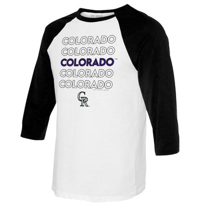 Colorado Rockies Tiny Turnip Youth Stacked Raglan 3/4 Sleeve T-Shirt - White/Black