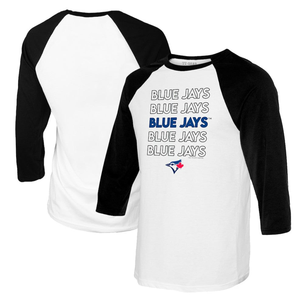Toronto Blue Jays Tiny Turnip Youth Stacked Raglan 3/4 Sleeve T-Shirt - White/Black