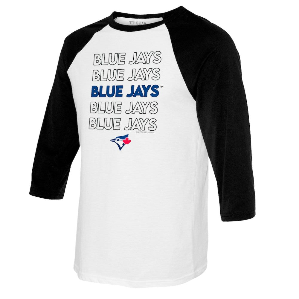 Toronto Blue Jays Tiny Turnip Youth Stacked Raglan 3/4 Sleeve T-Shirt - White/Black