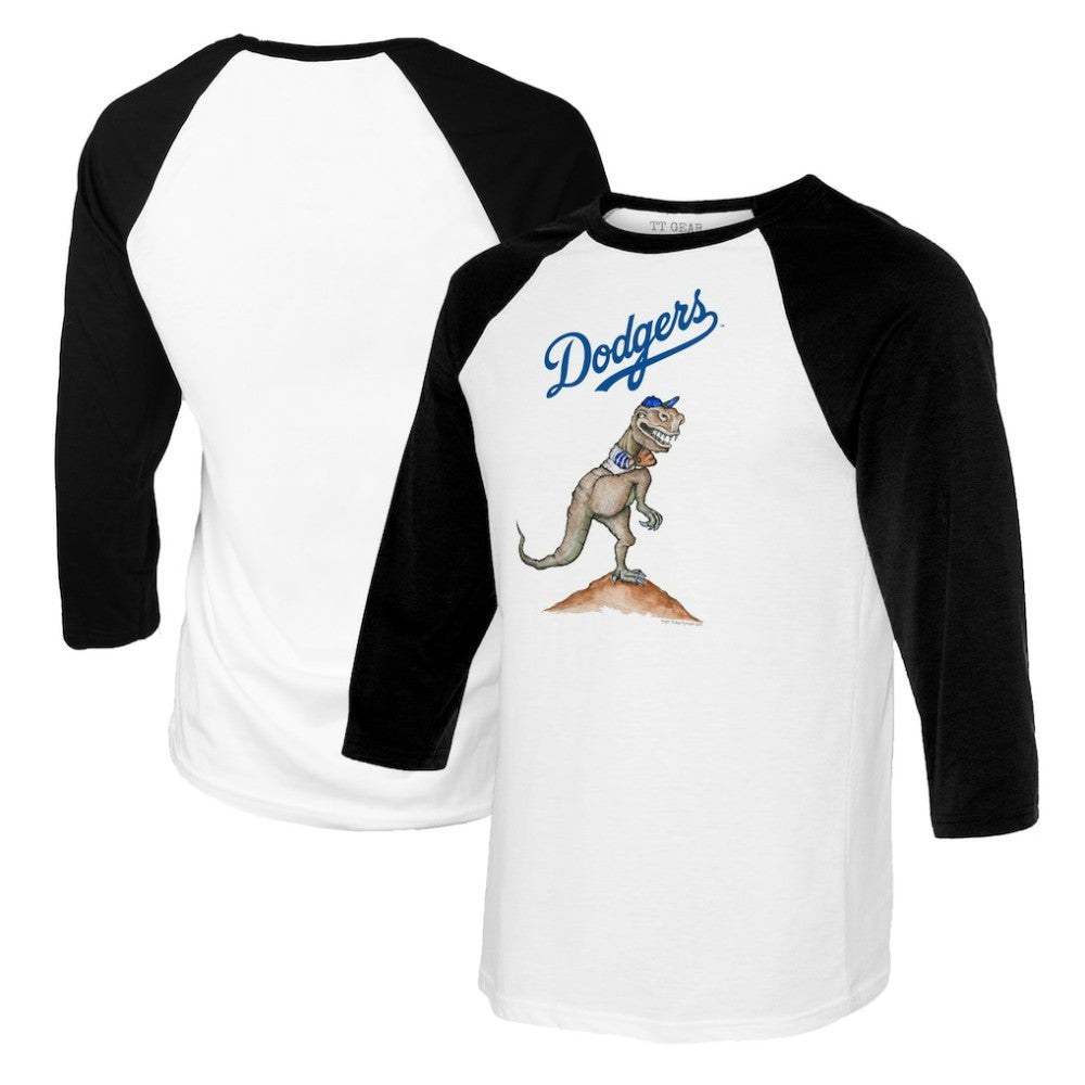 Los Angeles Dodgers Tiny Turnip Women's TT Rex 3/4-Sleeve Raglan T-Shirt - White/Black