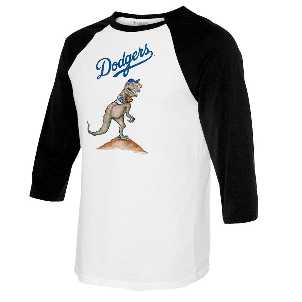 Los Angeles Dodgers Tiny Turnip Women's TT Rex 3/4-Sleeve Raglan T-Shirt - White/Black