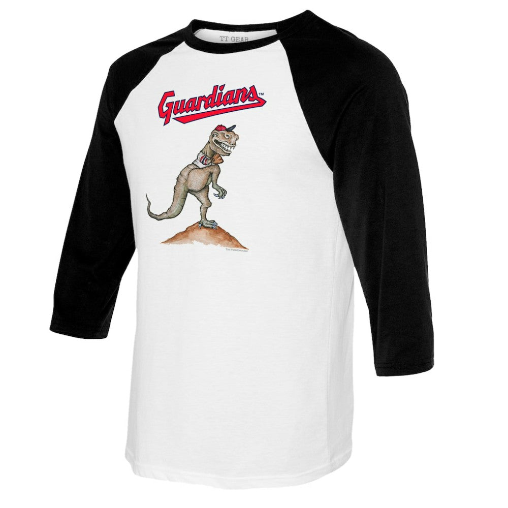 Cleveland Guardians Tiny Turnip Youth TT Rex Raglan 3/4 Sleeve T-Shirt - White/Black