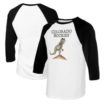 Colorado Rockies Tiny Turnip Youth TT Rex Raglan 3/4 Sleeve T-Shirt - White/Black