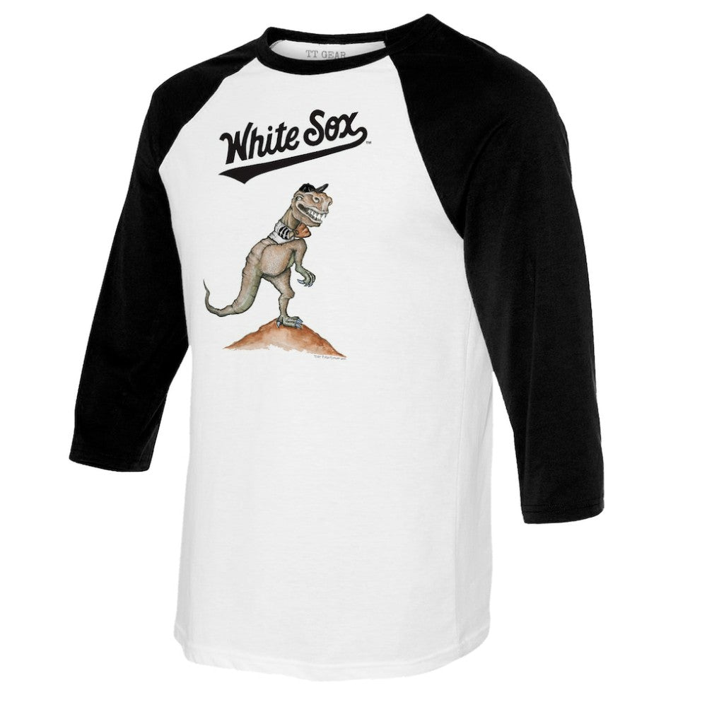 Chicago White Sox Tiny Turnip Youth TT Rex Raglan 3/4 Sleeve T-Shirt - White/Black