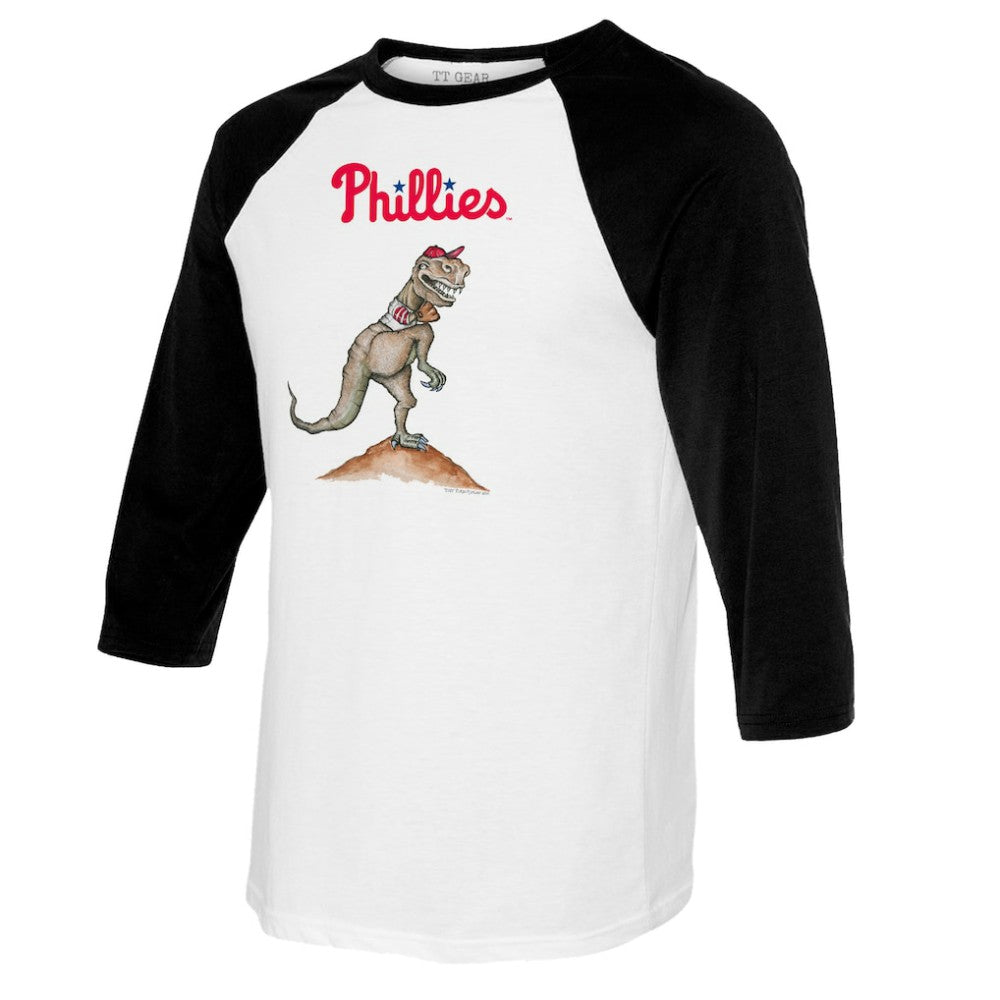 Philadelphia Phillies Tiny Turnip Youth TT Rex Raglan 3/4 Sleeve T-Shirt - White/Black