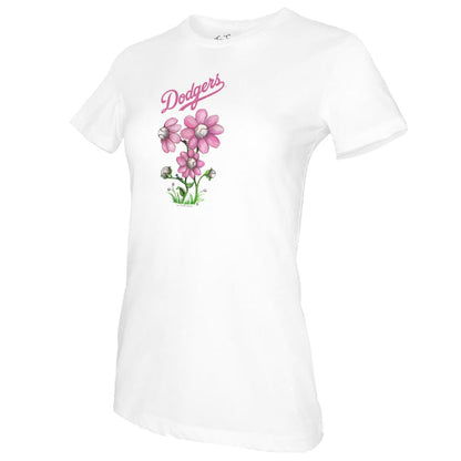 Los Angeles Dodgers Tiny Turnip Women's Blooming Baseballs T-Shirt - White