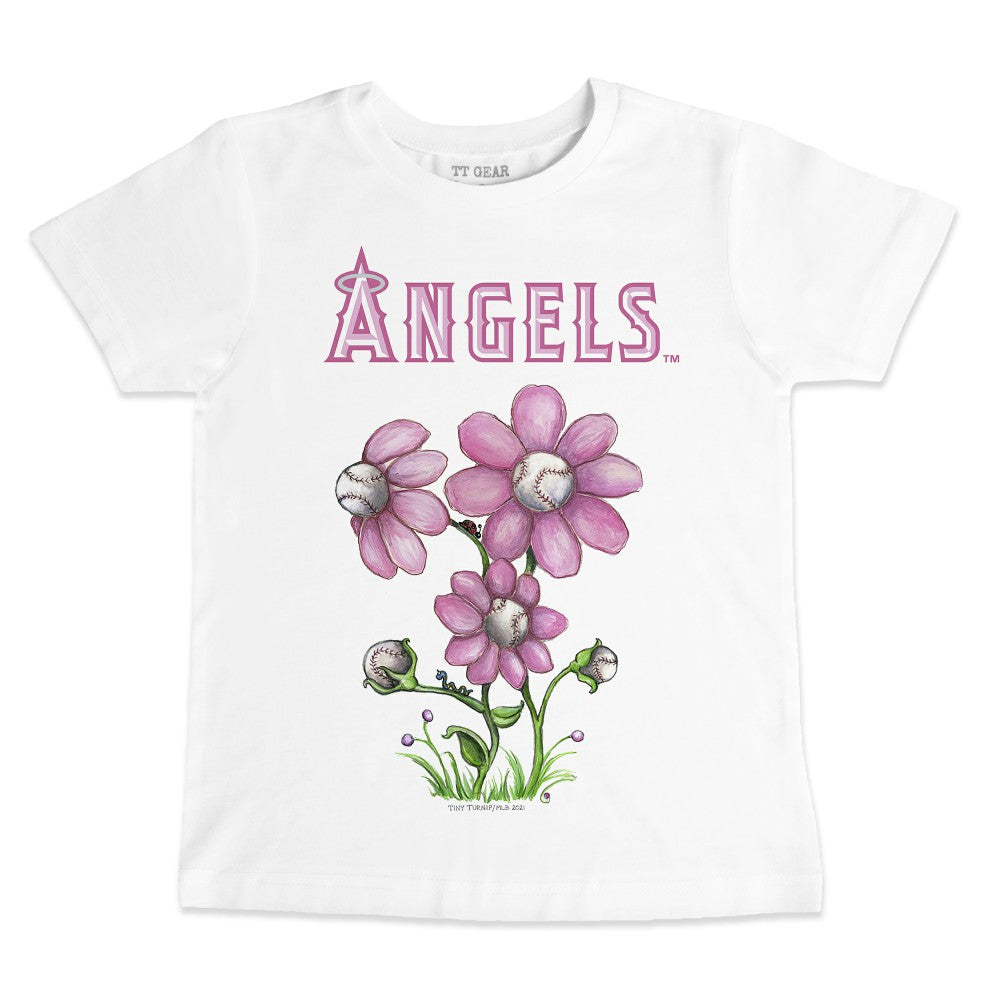Los Angeles Angels Tiny Turnip Youth Blooming Baseballs T-Shirt - White