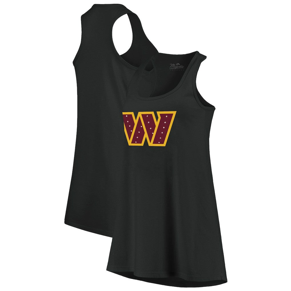 Washington Commanders Majestic Threads Women's Bling Scoop Neck Racerback Tank Top - Black on sale