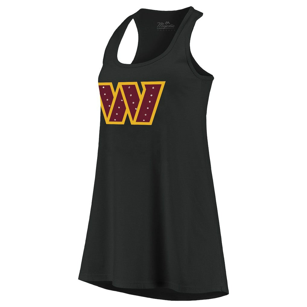 Washington Commanders Majestic Threads Women's Bling Scoop Neck Racerback Tank Top - Black on sale
