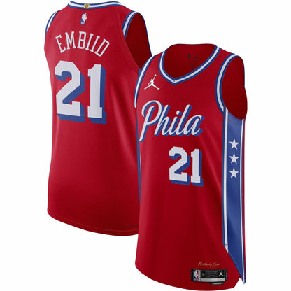 Joel Embiid Philadelphia 76ers Jordan Brand Authentic Player Jersey - Statement Edition - Red outlet